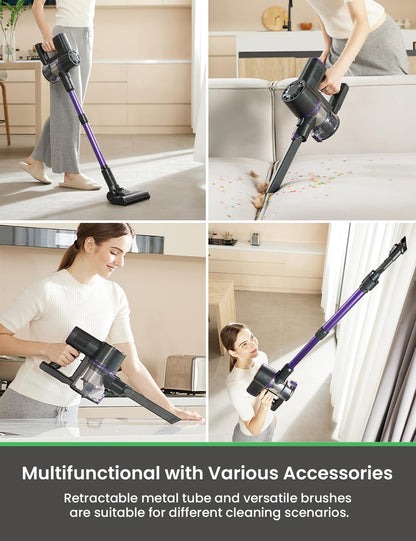 V8Pro Cordless Vacuum Cleaner with Upgraded Floor Brush, up to 40Mins Runtime, 30Kpa Stick Vacuum with Touch Screen, Self-Standing Lightweight Handheld Vacuum for Hard Floor Carpet Pet Hair
