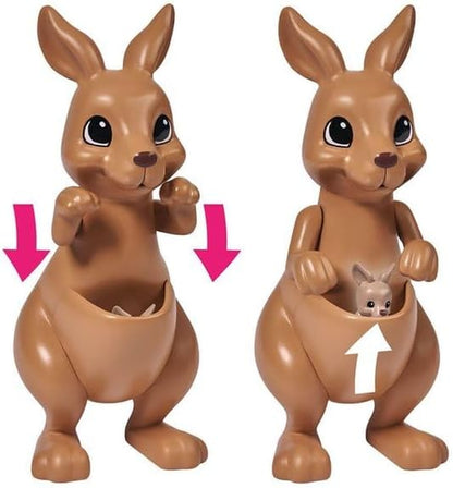 Simba  Kangaroo 105733513 Doll in a Cute Dress with Kangaroo, Mother and Baby, with Cute Function, Try-Me, 12 Cm, for Children from 3 Years