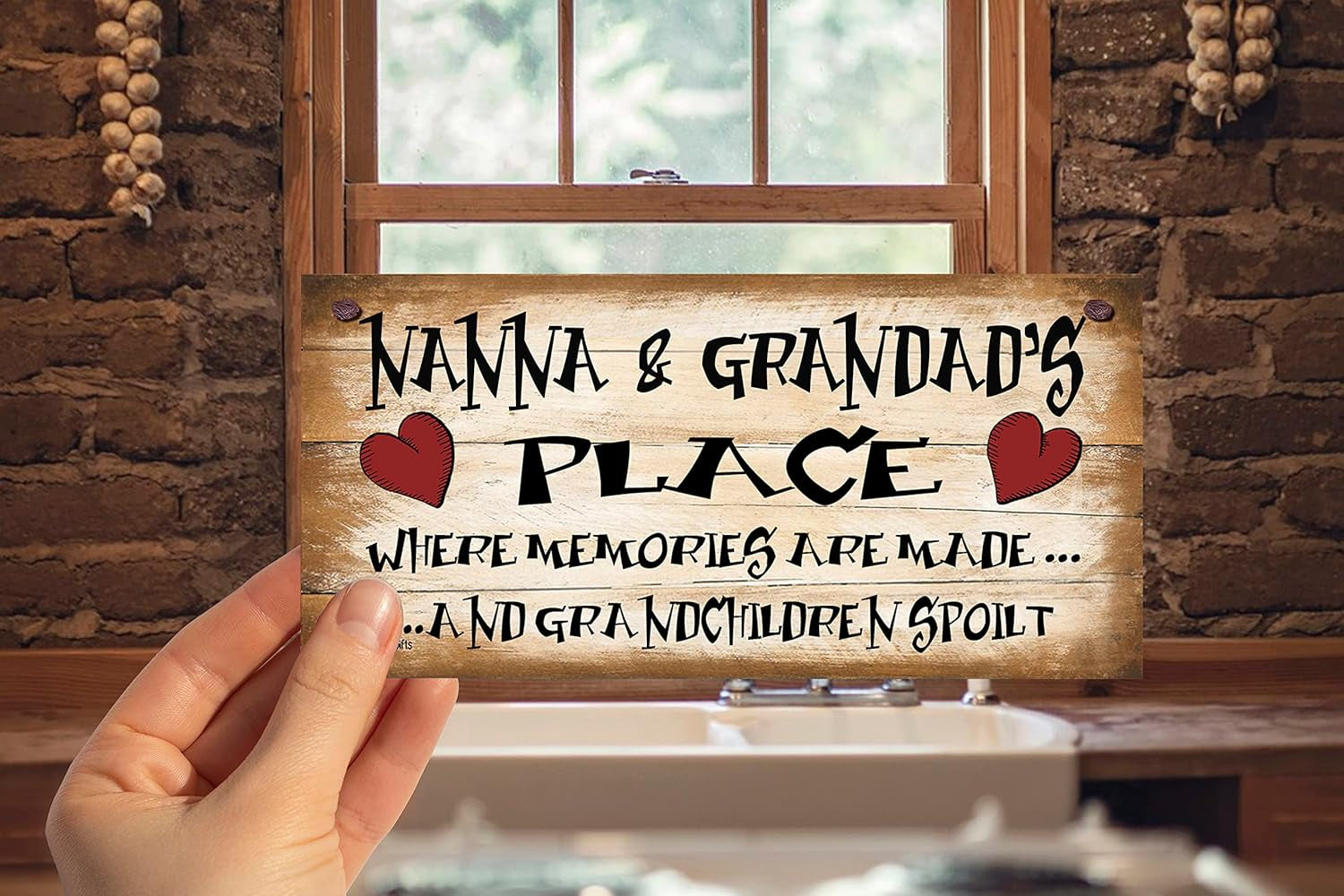 Shabby Chic Wooden Funny Wall Plaque – "Nanna and Grandad'S Place Where Memories Are Made and Grandchildren Spoilt" – Heartwarming Gift for Grandparents, Birthday Sign
