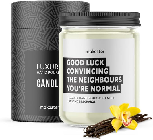 New Home Candle - 220G Soy Wax with Madagascan Vanilla, Jasmine & Sugared Almond - Housewarming or New Home Gift for Couple Moving in - Funny Candles by