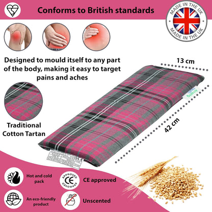 Unscented Microwave Wheat Bag-Uk Made - NON Scented Pink Tartan Cotton Made in Britain