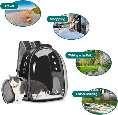 Cat Carrier Backpack, Pet Carrier Backpack Front Pack for Small Medium Cat Puppy Dog Carrier Backpack Bag Space Capsule, Pet Carrier for Travel Hiking Walking Camping (Black)