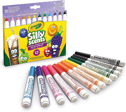 Silly Scents Broadline Washable Markers - Assorted Colours (Pack of 12) | Unique Sweet Scents & Colours! | Ideal for Kids Aged 3+