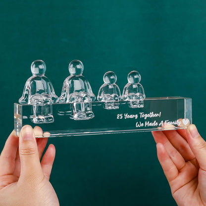 Crystal Silver 25Th Wedding Gifts on Anniversary for Her Wife, 25 Years Together We Made a Family Glass Ornament Keepsake for Parents (2 Children)