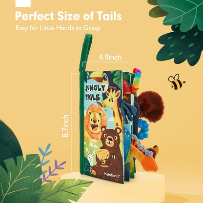 Baby Book Baby Toys Jungle Tails Sensory Books for Babies Touch and Feel Soft Books, Crinkle Paper Baby Essentials for Newborn Infants Toys, Newborn Gifts for 0 3 6 12 Months Boys Girls