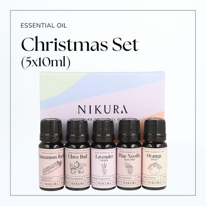 Winter Essential Oils Gift Set - 5 X 10Ml | Essential Oils for Diffusers for Home, Aromatherapy, Candle & Soap Making | Cinnamon Bark, Clove Bud, Lavender, Pine, Sweet Orange | UK Made