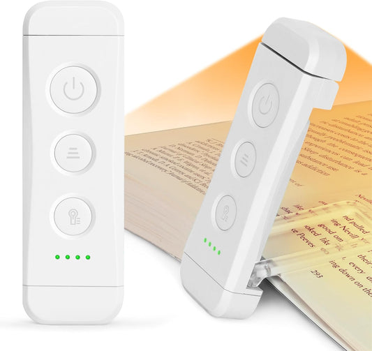 Reading Light Book Light Clip On, Eye Caring Reading Lights for Books in Bed, 3 Colours & 5 Brightness Dimmable, Portable & Flexible, Long Lasting up to 80 Hrs, Perfect for Book Lover