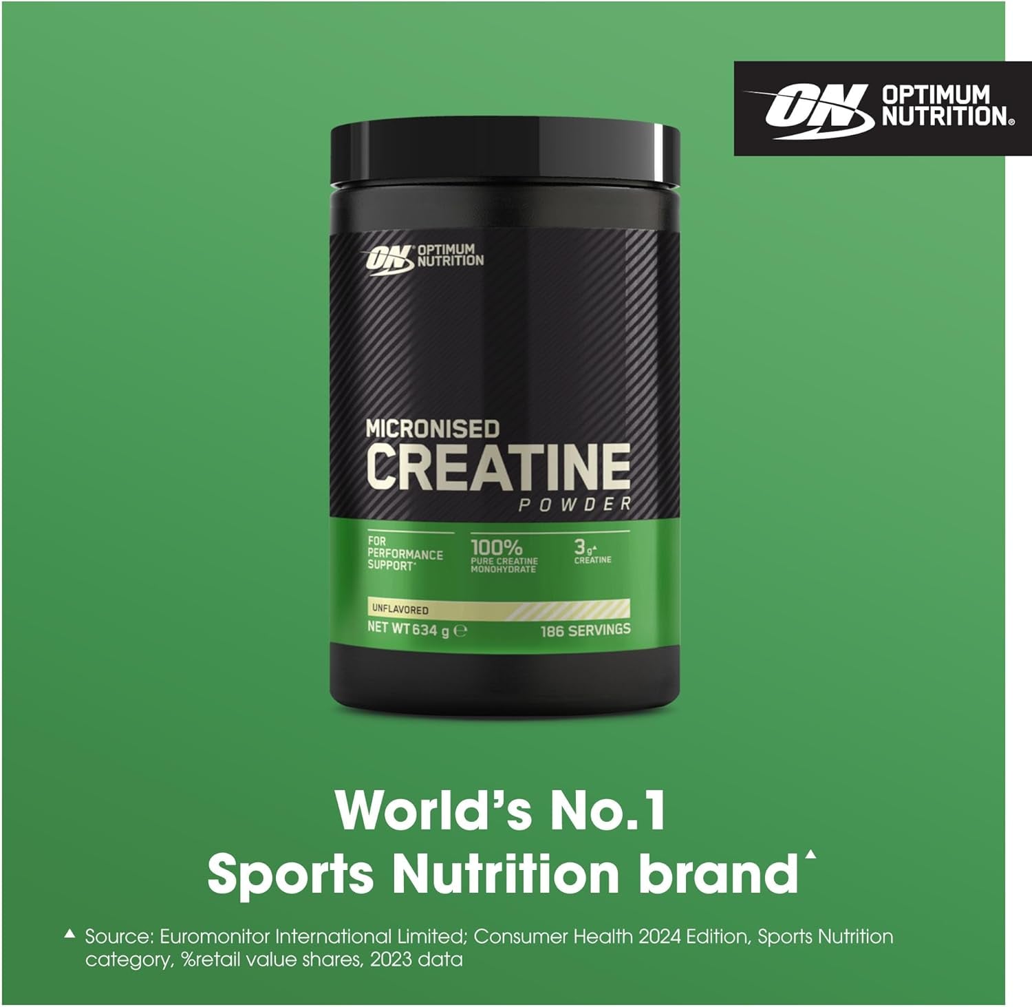 Micronised Creatine Powder, 100% Pure Creatine Monohydrate Powder for Performance and Muscle Power, Unflavoured Shake, 186 Servings, 634 G