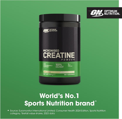 Micronised Creatine Powder, 100% Pure Creatine Monohydrate Powder for Performance and Muscle Power, Unflavoured Shake, 186 Servings, 634 G