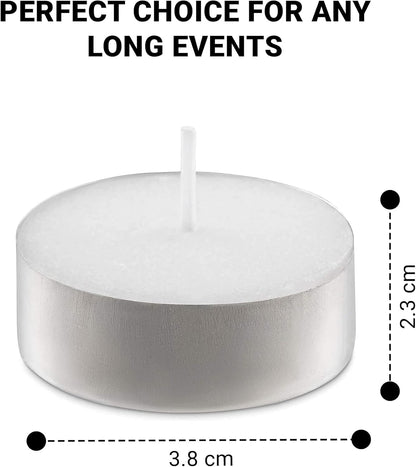 Tea Lights Candles 4-Hour Burn (50 Pack) - White T Lights - Unscented 3.8 X 2.3 Cm - 4Hr -