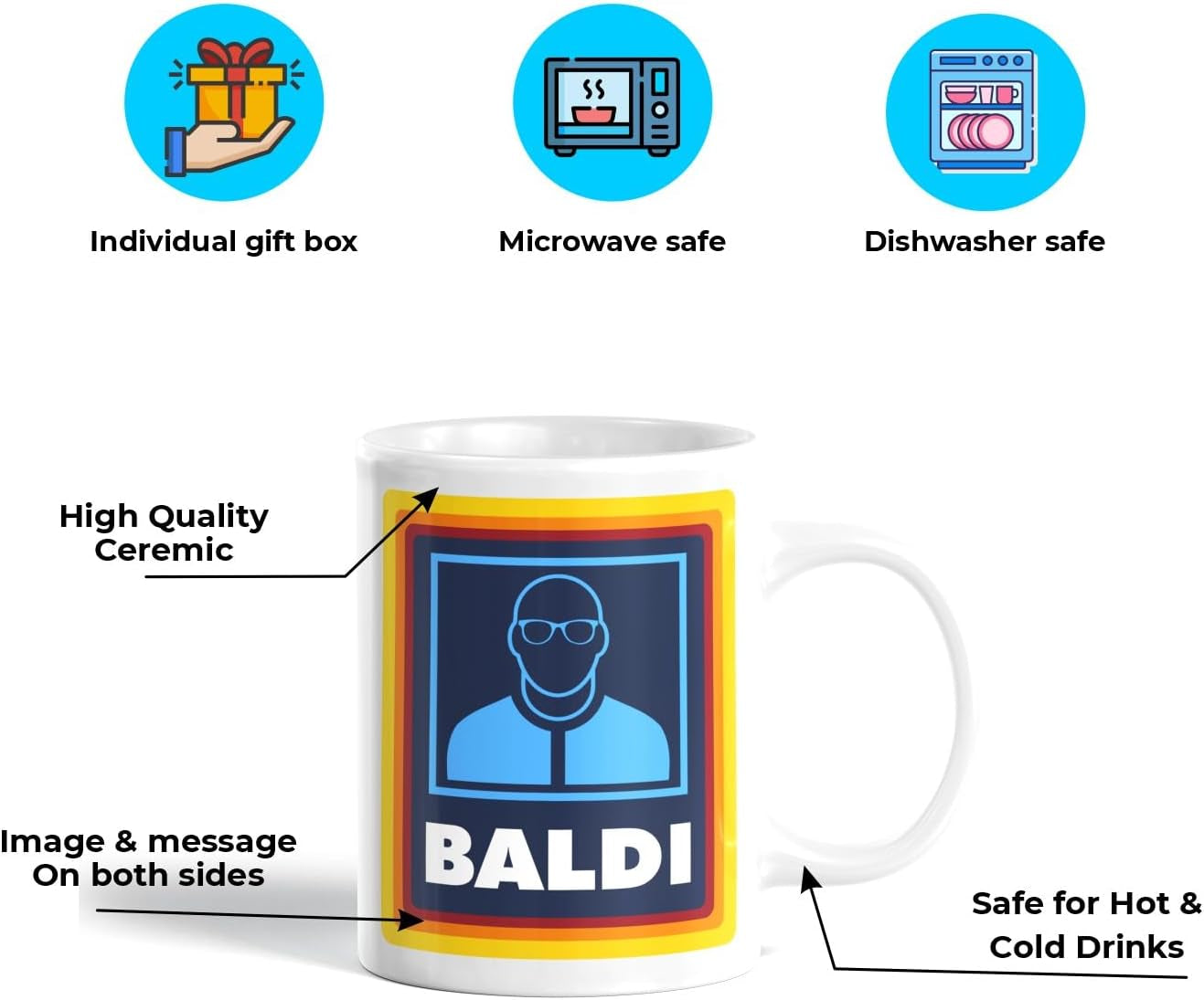 Baldi Gift Mug Funny Gift for Bald Man Gift for Bald Dad. Gift for Stepdad. Baldi Mug Gift for Fathers Fathers Day Mug Grandad Mug Funny Novelty Bald Mens Boys Gift Present for Dad