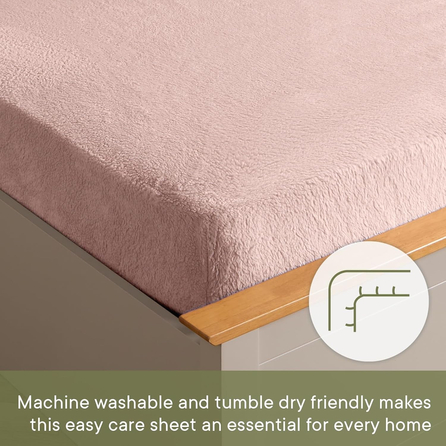 Teddy Fleece Fitted Bed Sheet Thermal Warm Soft Luxury Fluffy Cuddly Cosy Bedding, Blush Pink - Single