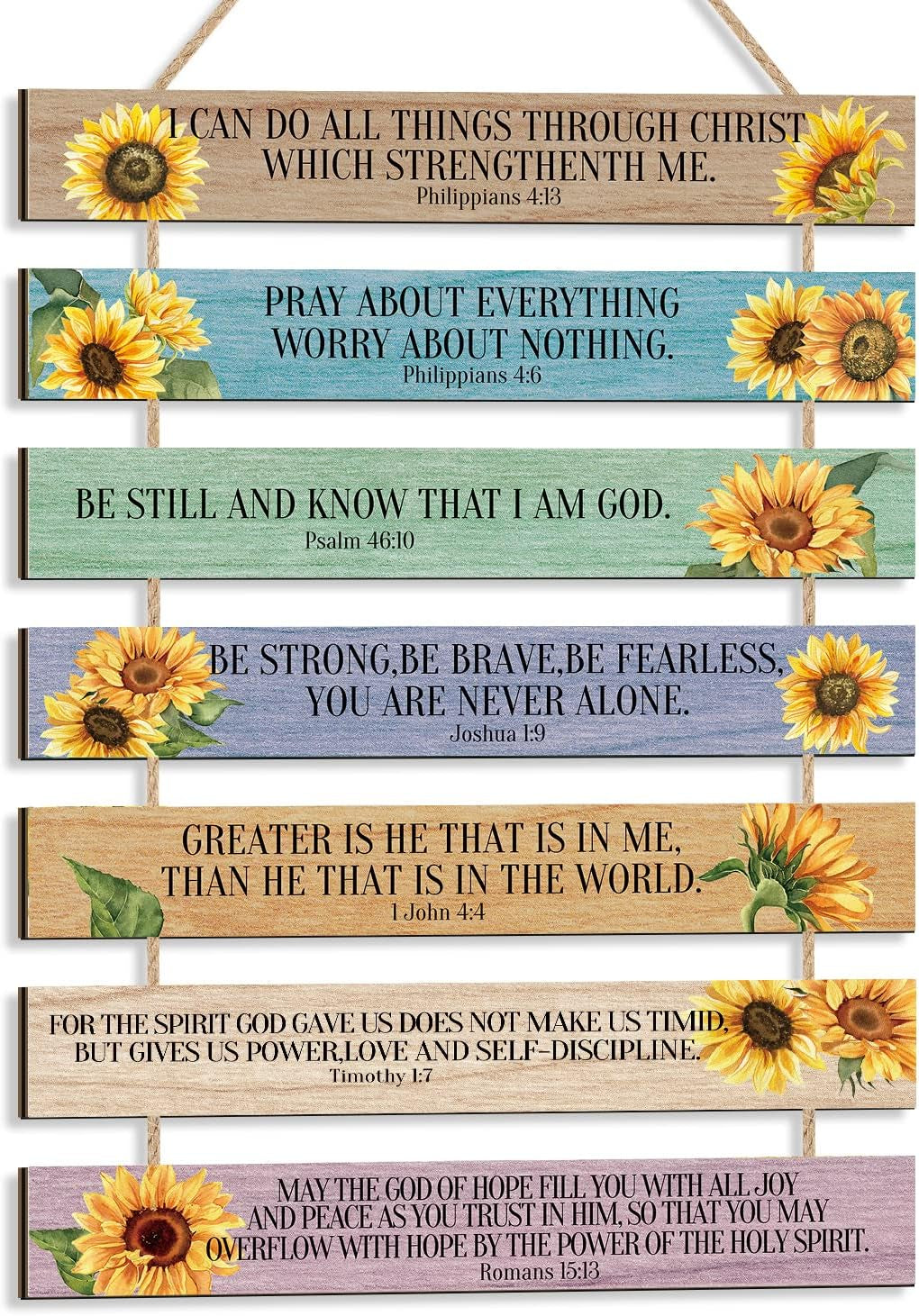 Bible Verse Wood Sign,Sunflower Christian Wall Art,(1.5"X12"), Bible Gift Set Ordination Gifts the Chosen Gifts,Baptism Christian Gifts for Women Inspirational Plaque Sign for Home,Office Decor