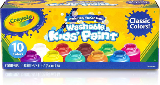 Washable Paints - Assorted Colours (Pack of 10) | Perfect for Any Arts & Crafts Needs - Easily Washable | Ideal for Kids Aged 3+ (Packaging May Vary)