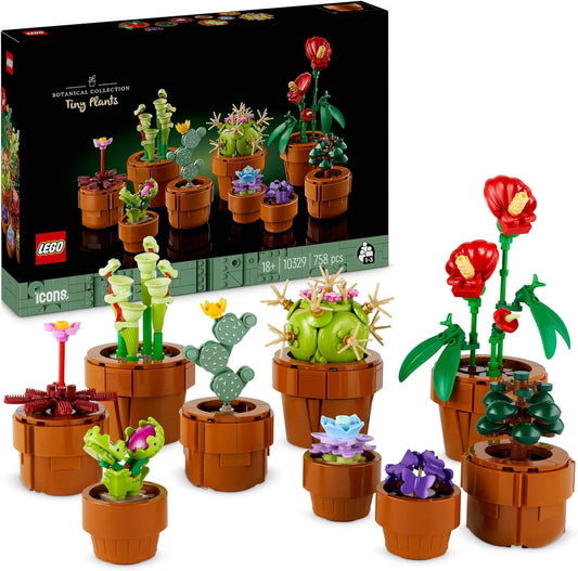 Botanicals Tiny Plants - 9 Potted Artificial Flowers Set for Indoors Incl. Faux Cactuses & Red Anthurium - Gift for Valentine'S Day for Women and Men - Home Decor - 10329