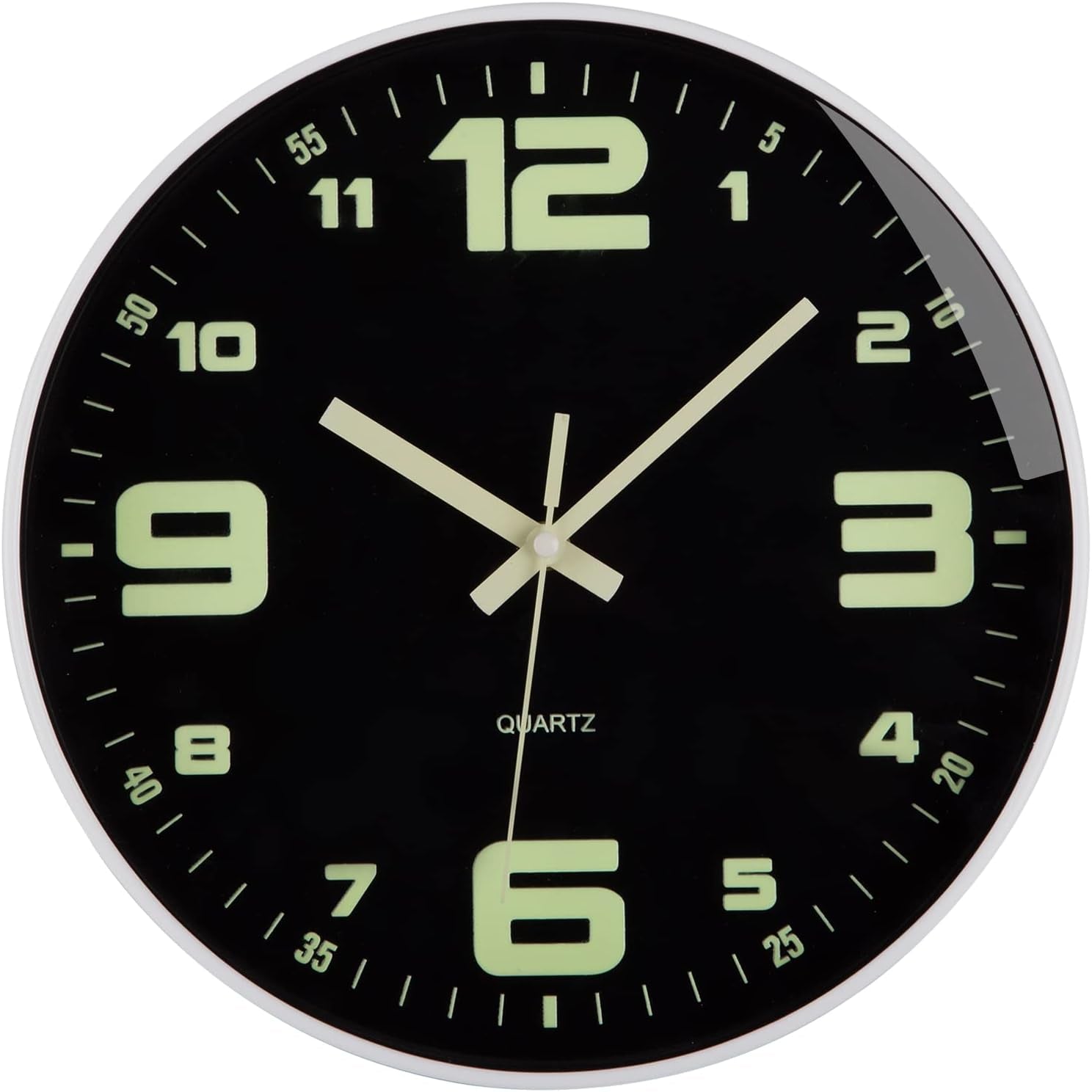 Wall Clock - 12 Inch Large Wall Clocks Glow in the Dark Clock Silent Night Lights Luminous Modern Small Vintage Black Retro White Outdoor Clock for Kitchen Bedrooms Bathroom Living Room Garden Kids
