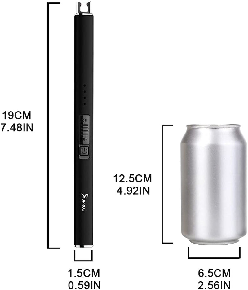 Electric Lighter Arc Windproof Flameless USB Lighter Rechargeable Lighter with Safety Lock for Candle BBQ Camping (Black)