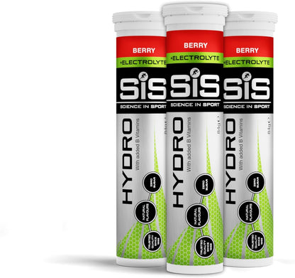 Hydro Hydration Tablets, Gluten-Free, Zero Sugar, Berry Flavour plus Electrolytes, 20 Effervescent Tablets per Bottle (3 Bottles)