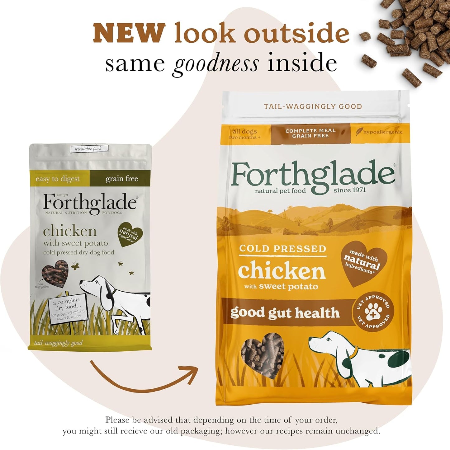 Dry Dog Food, Cold Pressed, (6Kg Resealable Bag) Chicken with Vegetables, Hypoallergenic Dog Food, Grain Free Complete Meal, Natural Puppy, Adult and Senior Dry Dog Food for Good Gut Health