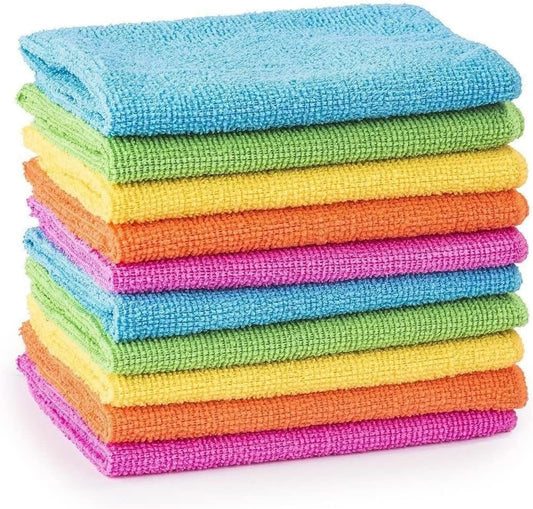 Microfiber Cleaning Cloth| Pk of 10| Large 40X40Cm| All-Purpose Reusable & Washable| Super Absorbent Towel| Long-Lasting Universally Useful| Ideal for Home, Kitchen, Bathroom & Cars (10, Blue)
