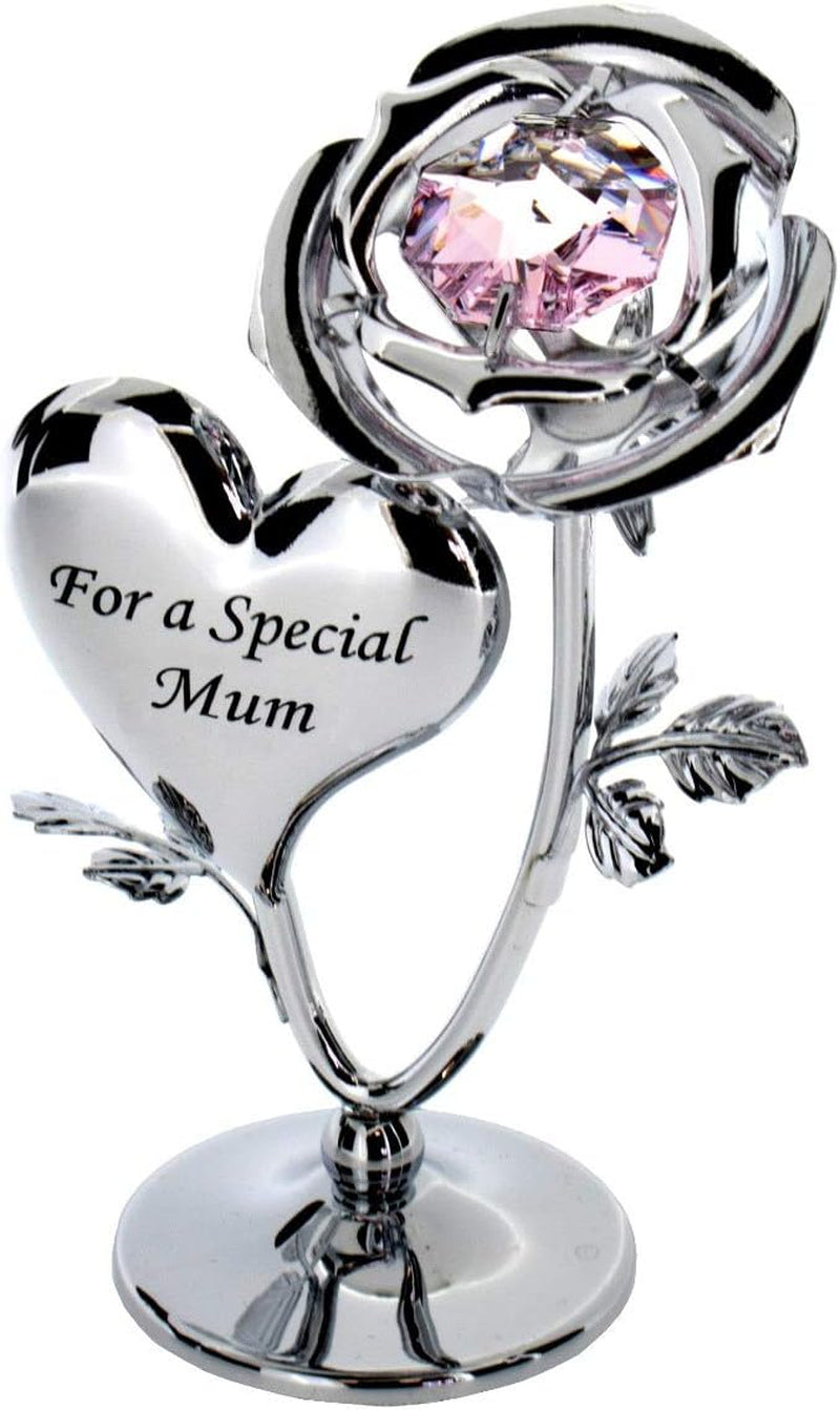 Crystal Ornament Gift Set Made with Swarovski Crystals Strass Rose Flower (For a Special Mum)