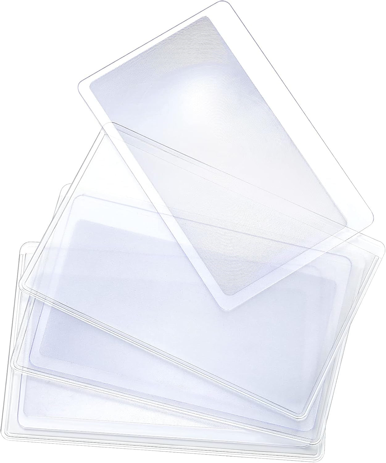 3 Pieces Credit Card Size Magnifier Fresnel Magnifying Lens Reading Plastic Pocket Magnifier Card Loupe Aid Helper Fresnel Lens for Reading and Fire Starter, Transparent