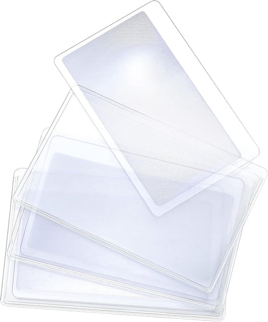 3 Pieces Credit Card Size Magnifier Fresnel Magnifying Lens Reading Plastic Pocket Magnifier Card Loupe Aid Helper Fresnel Lens for Reading and Fire Starter, Transparent