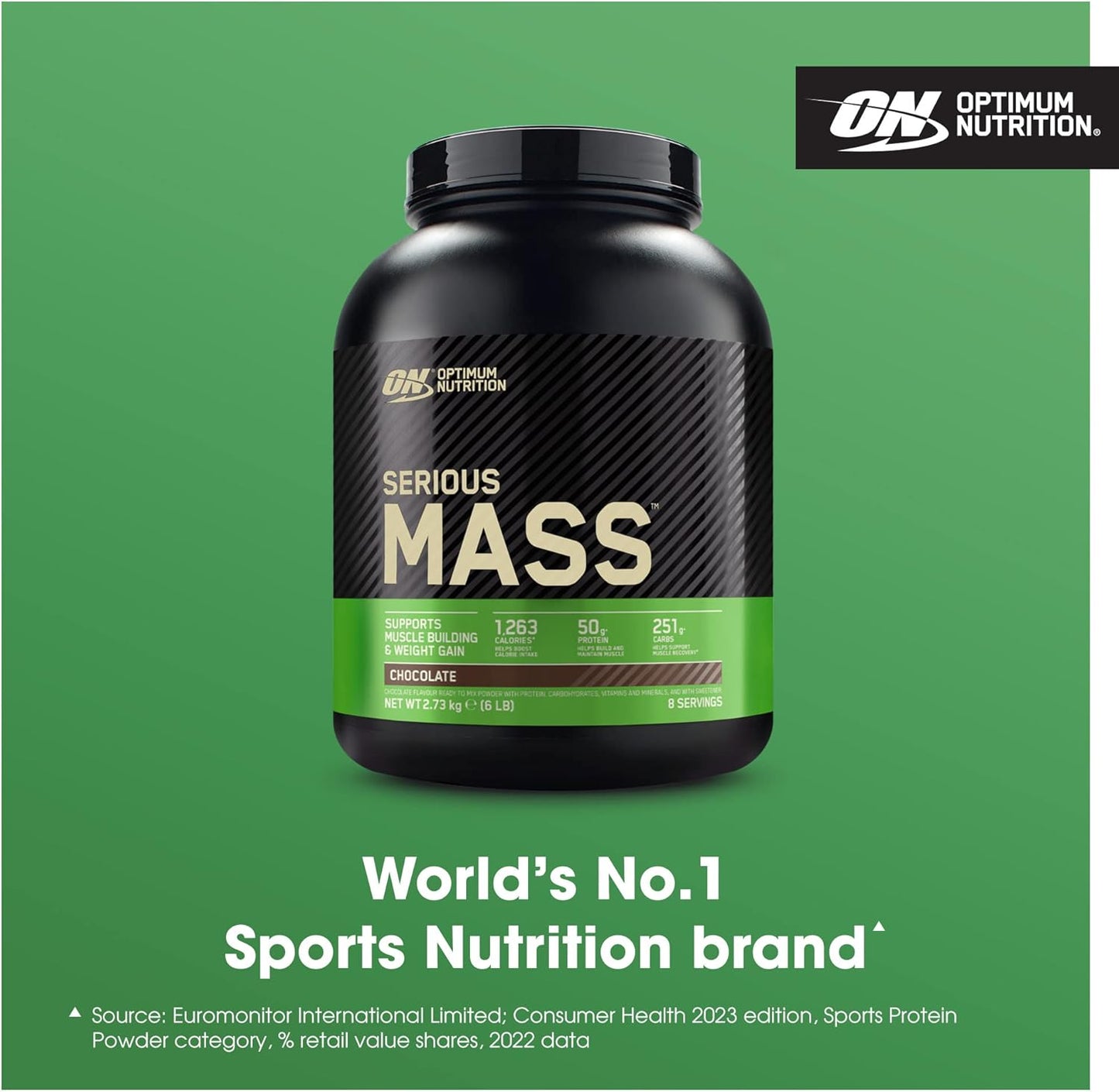 Serious Mass Protein Powder High Calorie Mass Gainer with Vitamins, Creatine and Glutamine, Chocolate, 8 Servings, 2.73 Kg, Packaging May Vary