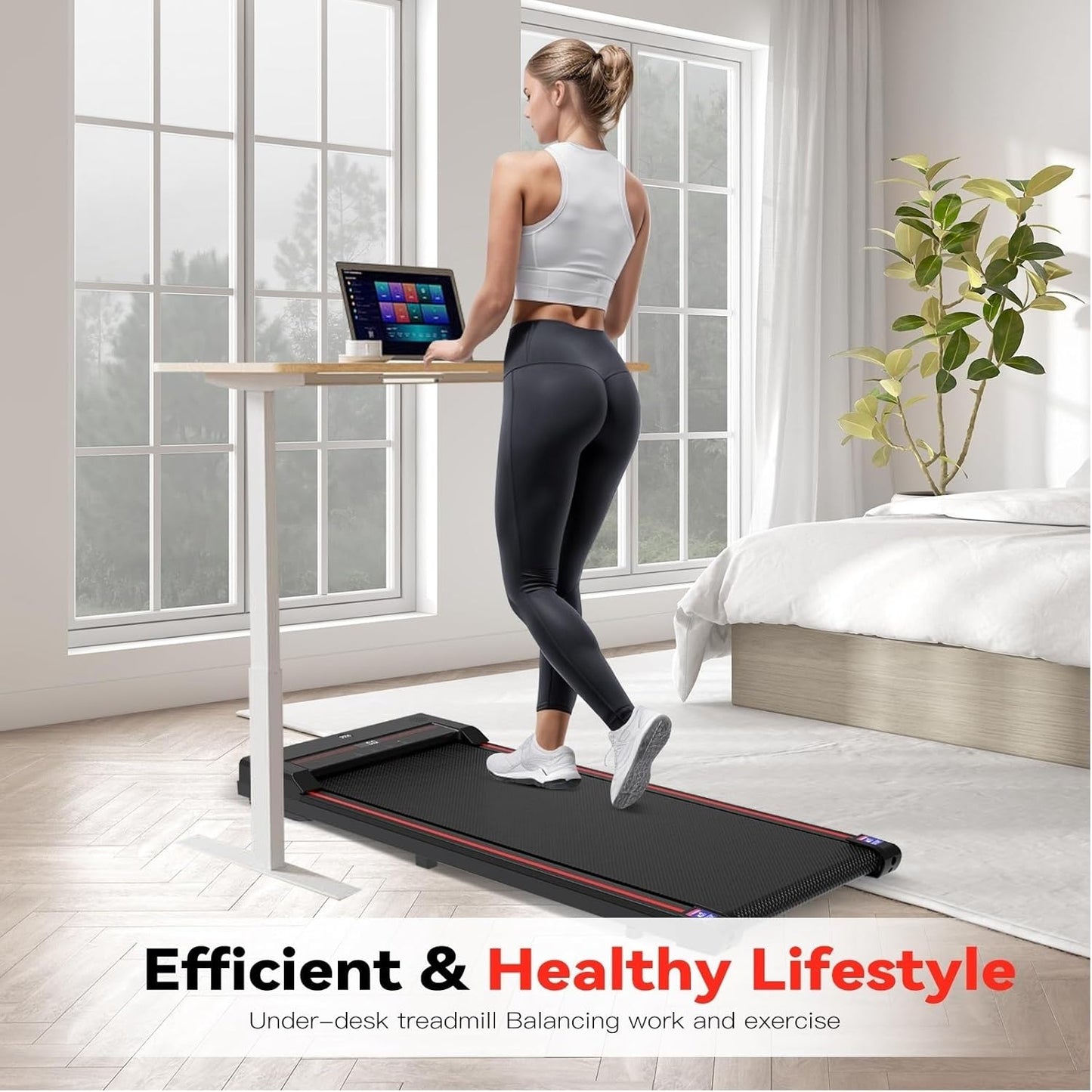 Walking Pad Treadmill-Under Desk Treadmill-2.5Hp Treadmills for Home,320 Lb Capacity,Remote Control & LED Display