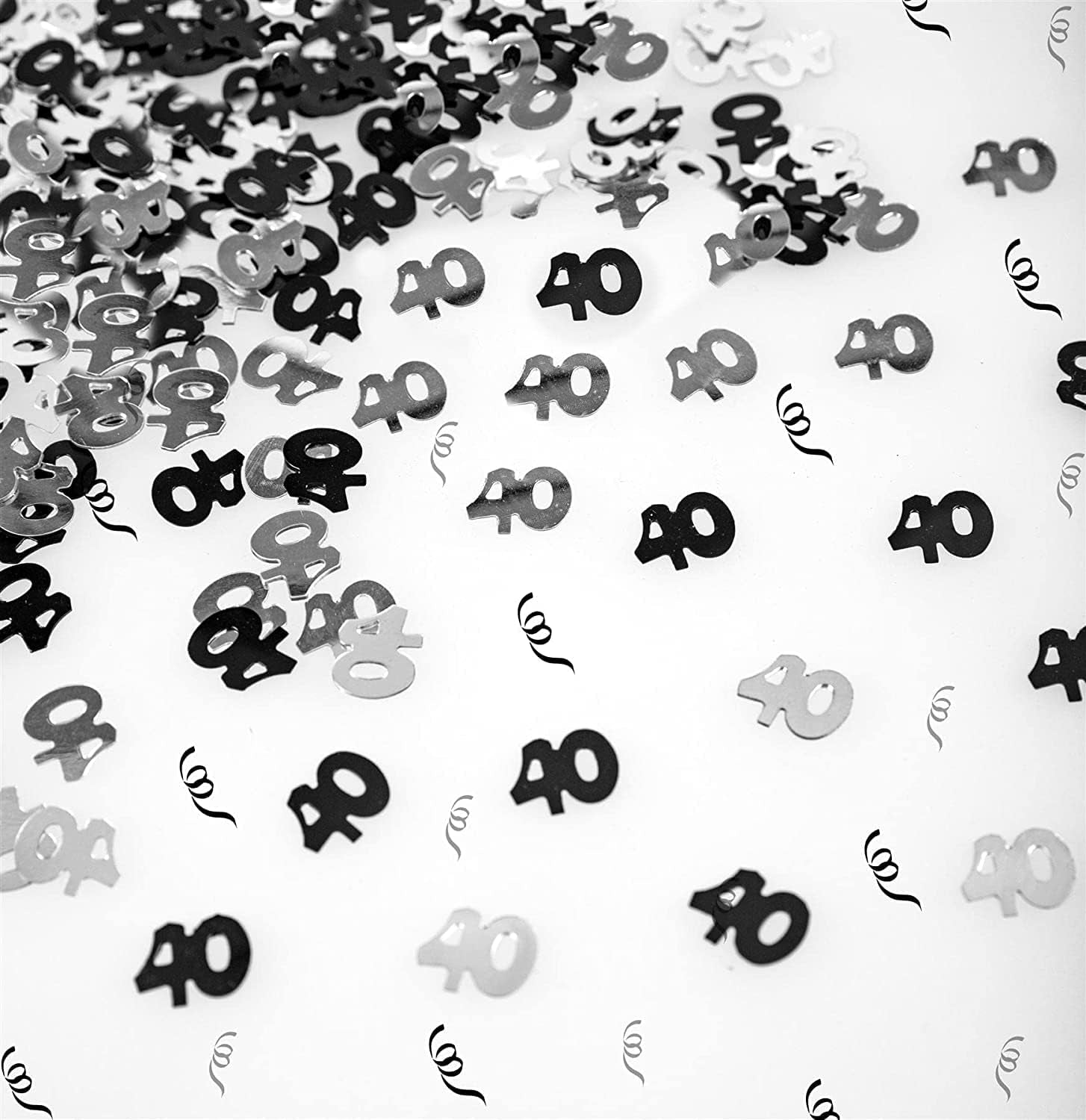 14G Black & Silver 40Th Birthday Confetti Foil Metallic Glitz Table Scatter Sprinkles Age Bday Party Decorations