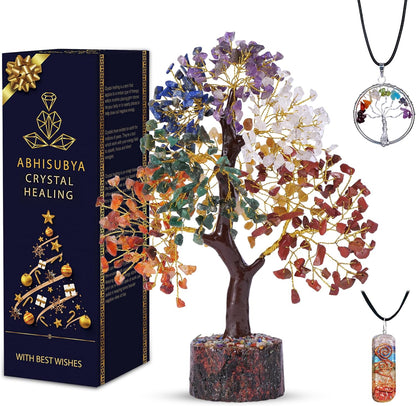 Seven Chakra Crystal Tree - Crystal Gifts - Chakra Tree - Gemstone Tree - Crystal Tree of Life - Bonsai Tree - Birthday Gift for Women - House Warming Gifts New Home - Feng Shui - Money Tree