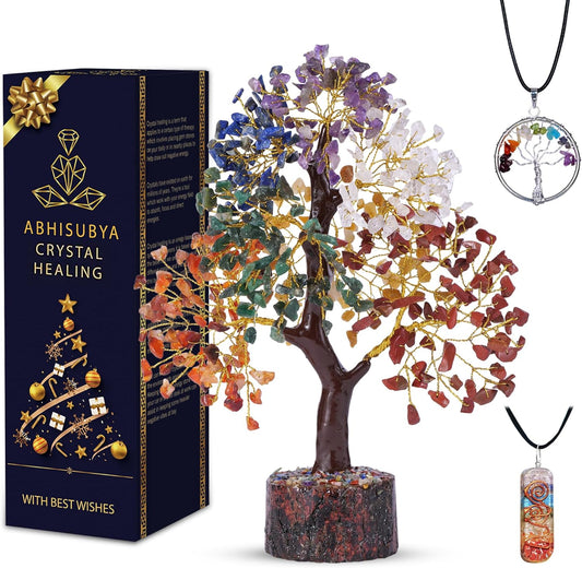 Seven Chakra Crystal Tree - Crystal Gifts - Chakra Tree - Gemstone Tree - Crystal Tree of Life - Bonsai Tree - Birthday Gift for Women - House Warming Gifts New Home - Feng Shui - Money Tree