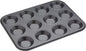 Crusty Bake Perforated Mince Pie Baking Tray with PTFE, PFOA and BPA Free Non Stick, Robust 1Mm Thick Carbon Steel, 32 X 24Cm 12 Hole Tart Tin, Grey