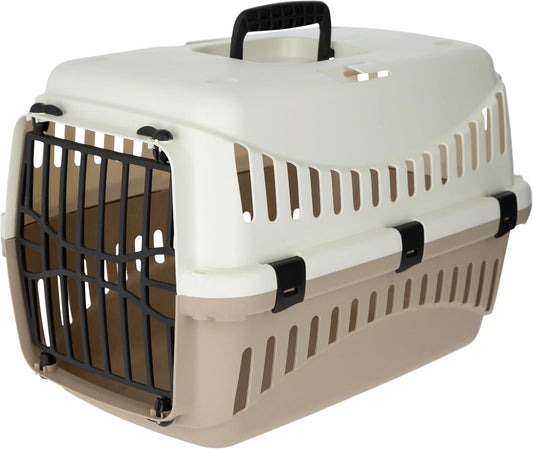 Kerbl Transport Box Expedion with Plastic Door, 45 X 30 X 30 Cm, Cream/ Taupe