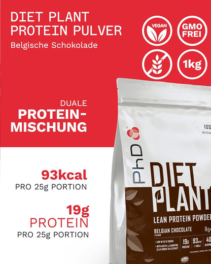 Nutrition Diet Plant, High Protein Lean Matrix, Vegan Diet Protein Powder, Belgian Chocolate, 18G of Plant Protein, 40 Servings per 1 Kg Bag (Packaging May Vary)