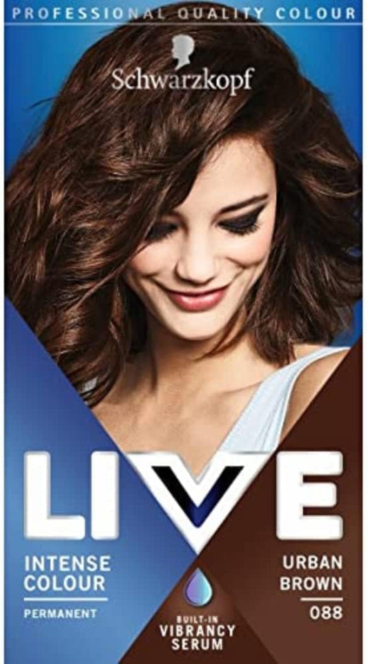 Schwarzkopf  Intense Colour Urban Brown Permanent Hair Dye 088, Long-Lasting Hair Dye in Deep Brown Shade with Built-In Vibrancy Serum, Natural Brown Hair Dye for up to 70% Grey Coverage