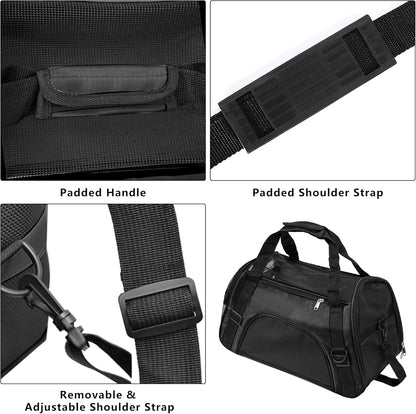 Soft-Sided Foldable Cat/Dog/Pet/Puppy Carrier Bag,Portable Pets Travel Carriers for Cats/Dogs/Pets with Shoulder Strap & Removable Mat,Durable Comfort Cat Basket Airline Approved(Black,Medium)