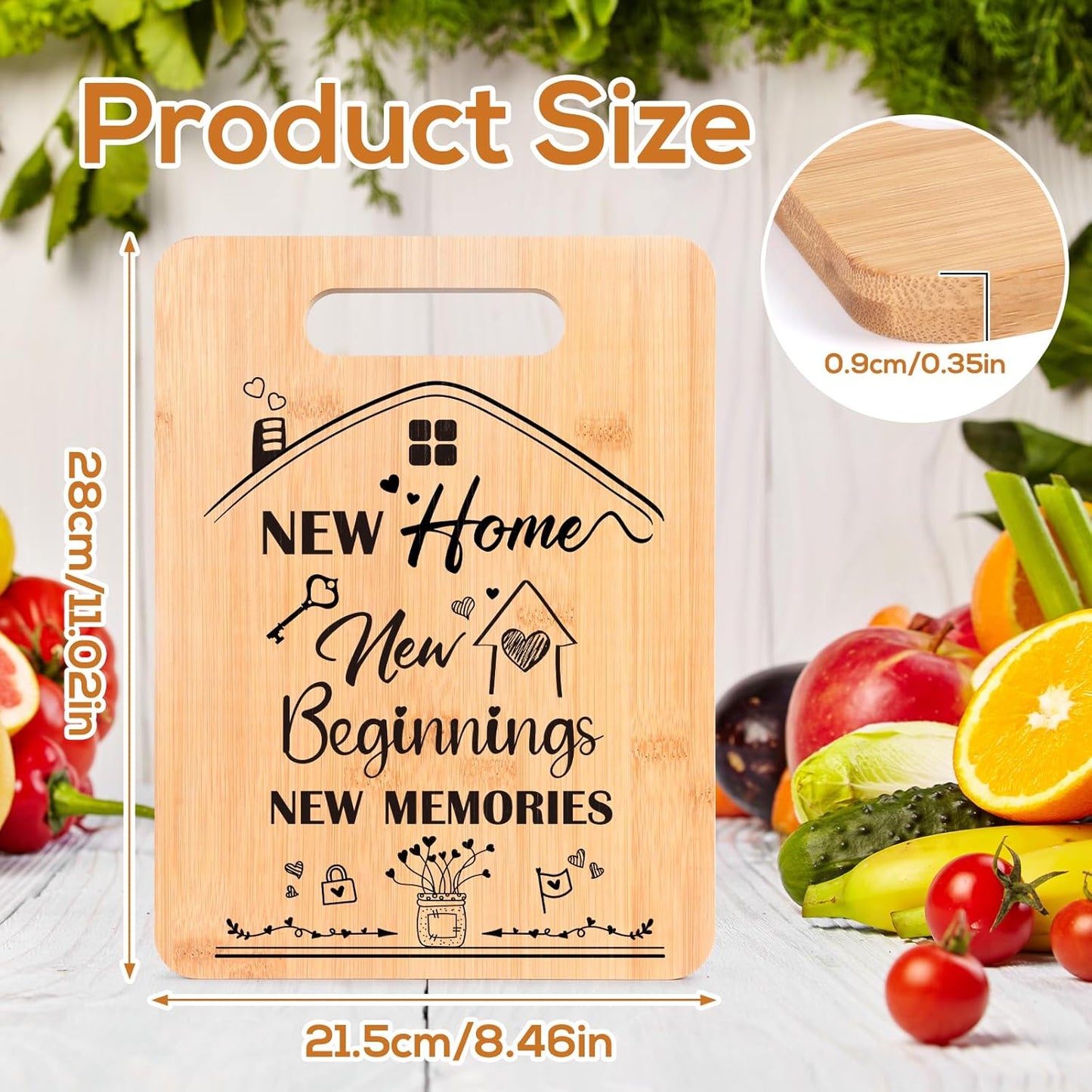 New Home Housewarming Gifts - House Warming Gifts for New Home, Bamboo Chopping Board New House Gift Ideas, New Home Essentials Cutting Board, Kitchen Gift for Couples Friend Family