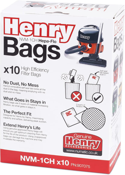 Avern GENUINE ONLY Numatic  Hetty NVM-1CH Hepaflo Vacuum Cleaner Dust Bags Pack of 10-604015 907075