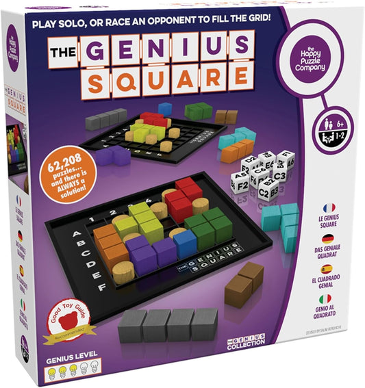 the Genius Square Game - 62,208 Puzzle Challenges for Friends and Family Board Game Night - Logic STEM Educational Learning Resources - Adults & Kids Smart Games Ages 6+