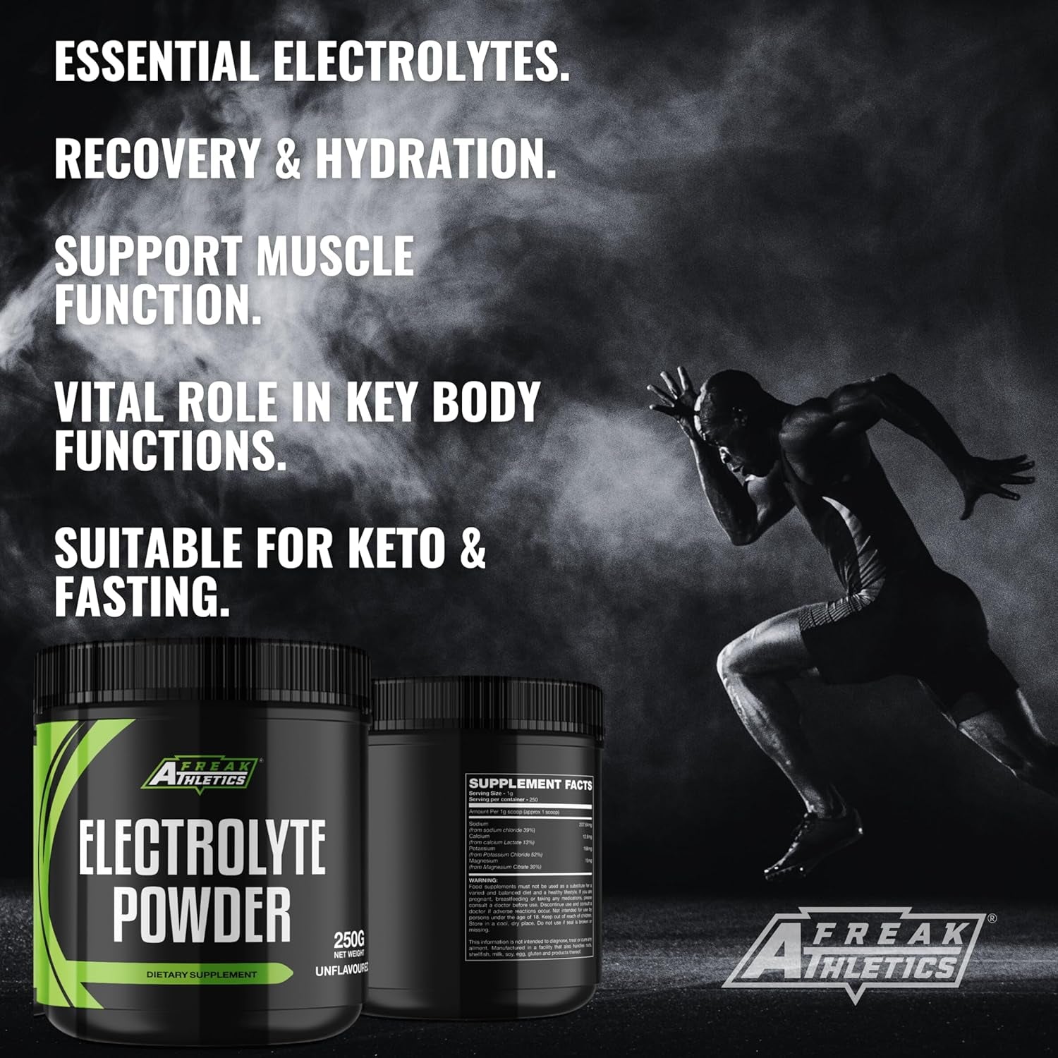Electrolytes Powder - 250G of Unflavoured Electrolytes - Keto & Fasting Electrolytes Drinks - Suitable for Both Men & Women - Made in the UK
