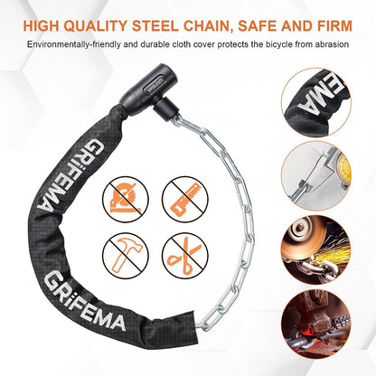 GA1201-12 Bike Locks High Security with 2 Keys, Bike Chain Lock Heavy Duty, 120Cm Bicycle/Cycling Locks for Bike Cycle, Moto, Door, Gate Fence, Black/White