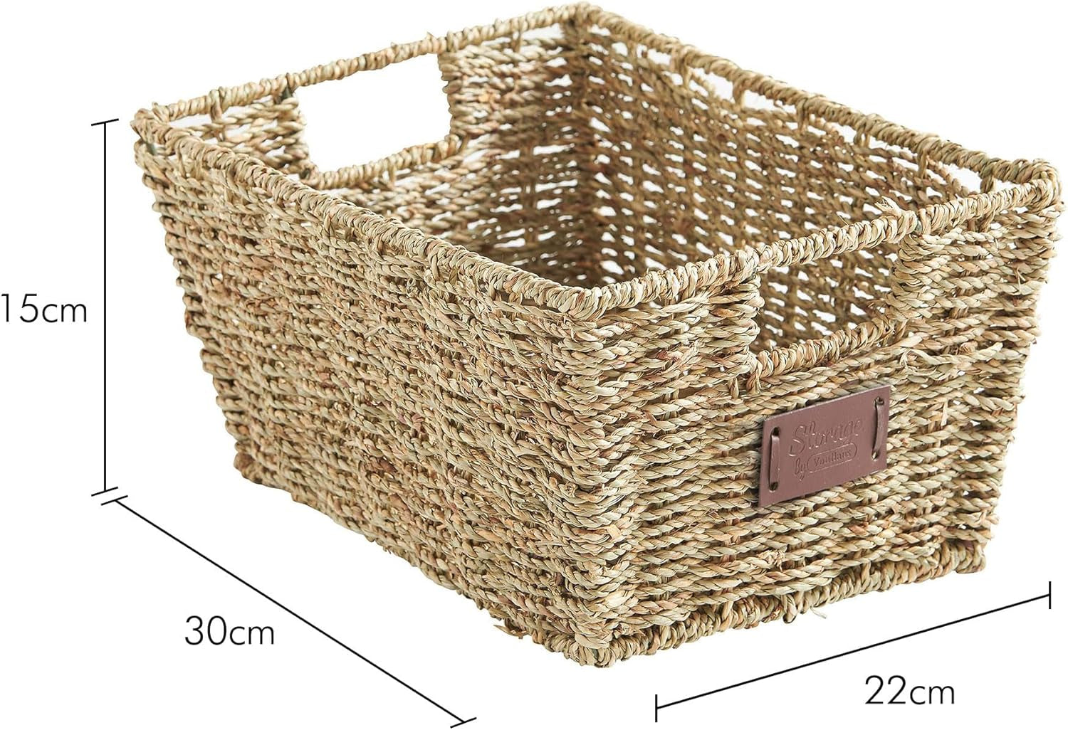 Seagrass Storage Baskets, Set of 4 Hand-Woven Display Hampers - Bathroom Storage Baskets for Shelves - Nesting Natural Wicker Seagrass Baskets for Storage W/Handles for Bedroom & Home Office