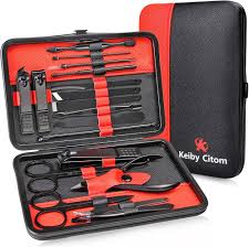Professional Stainless Steel Manicure Pedicure Set - Set of 4 Nail Clipper Tools in Portable Leather Case for Home and Travel