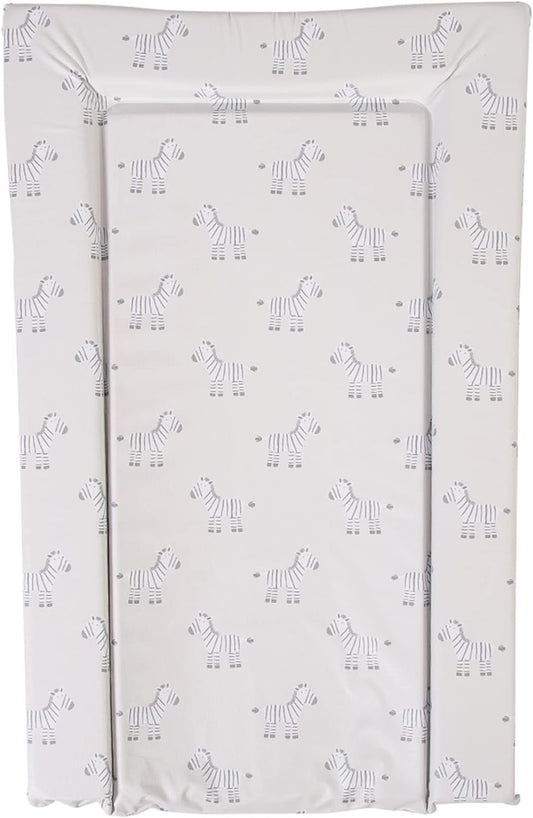 Changing Mat Tree Tops. Unisex Baby Changing Mat (74 X 48 X 3.5Cm) with Animal Pattern Design and Raised Padded Edges (White/Grey Zebra Design)