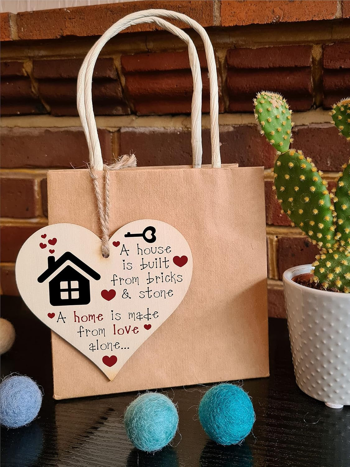 Handmade Wooden Hanging Heart Plaque Gift for New Home Perfect House Warming Present