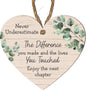 Never Underestimate the Difference You Made and the Lives You Touched – Thoughtful Retirement or Farewell Gift – Hanging Sign with Green Leaf Design – Perfect for Teachers, Colleagues, and Loved Ones