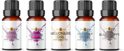 For Her Inspired Fragrance Oil Gift Set Box 5 X 10Ml | for Home Diffuser Refill, Wax Melts, Soap & Candle Making, Perfume | Angels, Aliens, Ghostly, Millionaire Girl, Black Poppy | Made in UK