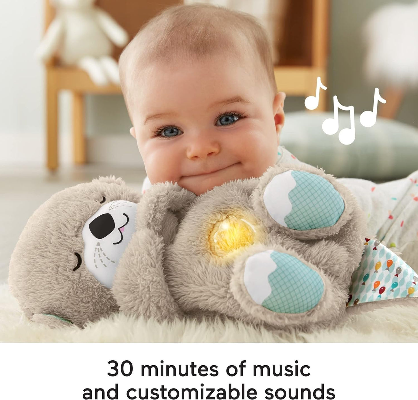 Soothe 'N Snuggle Otter | Newborn Baby Toys & New Baby Gifts | Plush Soft Toys for Babies with Light and Sound Machine | Baby Girl and Baby Boy Gifts | Newborn Essentials, FXC66