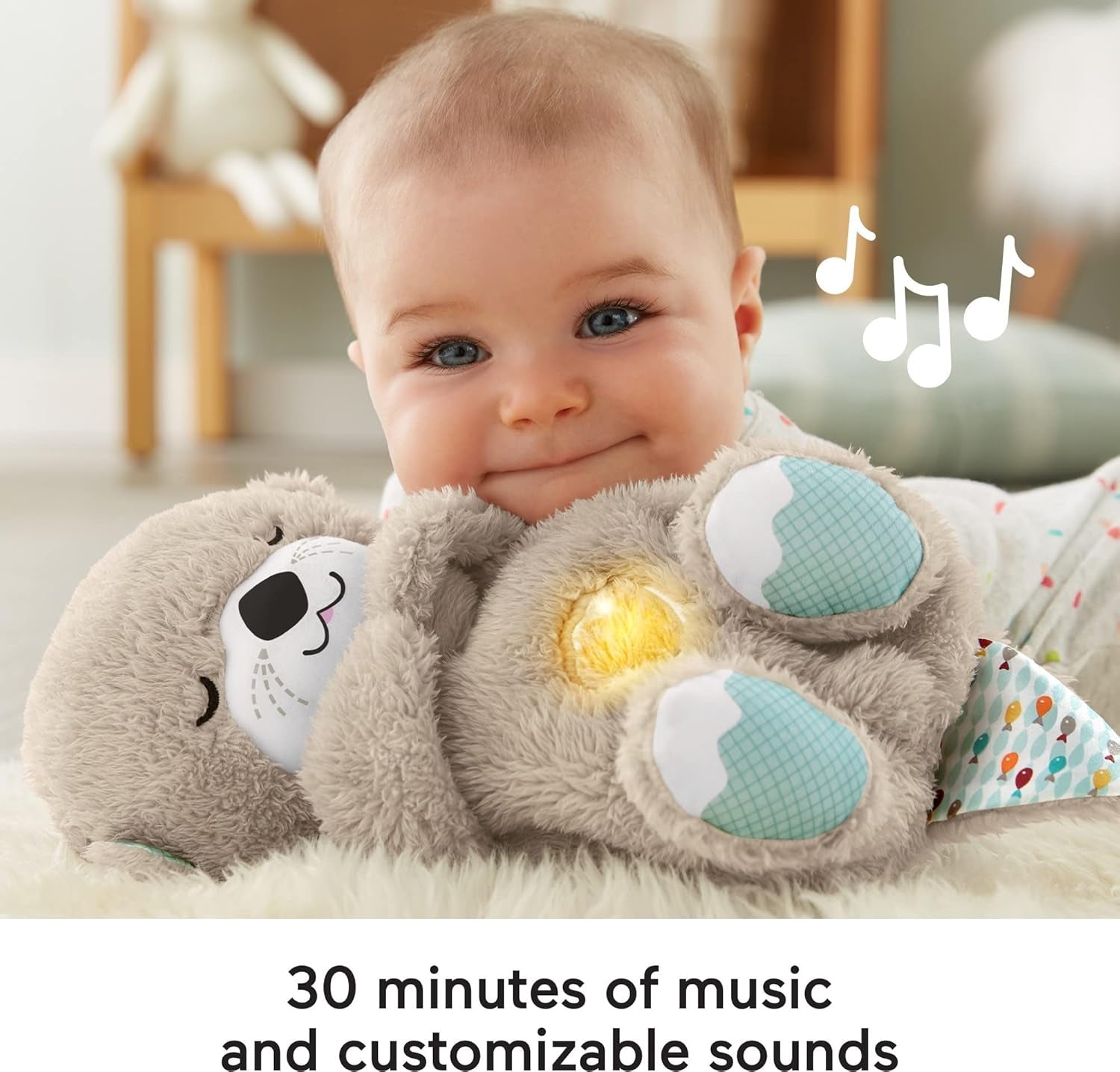 Soothe 'N Snuggle Otter | Newborn Baby Toys & New Baby Gifts | Plush Soft Toys for Babies with Light and Sound Machine | Baby Girl and Baby Boy Gifts | Newborn Essentials, FXC66